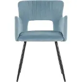 Beliani Esszimmerstuhl Hellblau Polsterbezug mit Armlehnen vier stabilen Beinen Wohnzimmer Esszimmer Küche Elegant Klassisch