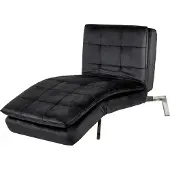 Beliani Chaiselongue Schwarz Samtstoff mit Verstellbarem Kopfteil und Schlaffunktion Retro Design Glamouröser Stil