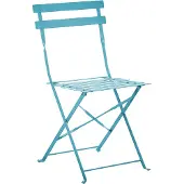 Beliani Balkonset Seeblau Stahl 3-Teilig Runder Tisch mit 2 Stühlen Zusammenklappbar Modern Französicher Stil Terrasse Garten Outdoor Ausstattung
