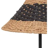Beliani Tischlampe Beige u. Schwarz Metall 40 cm Papierschirm Kegelform Langes Kabel mit Schalter Boho Schlaf- u. Wohnzimmer Beleuchtung Tischleuchte