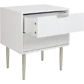 Beliani Nachttisch Weiß u. Gold aus MDF Metall mit 2 Schubladen Geriffelte Optik Modern Elegant Nachtschrank für Schlafzimmer