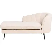 Beliani Chaiselongue Hellbeige Bouclé Rechtsseitig mit Schwarzen Metallbeinen Lehne Muschelform Glamourös Modern Muschelsofa Wohnzimmer Ausstattung