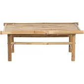 Beliani Couchtisch Hell Bambus Massivholz 80 x 45 cm Rechteckig Innen und Außen Möbel Rustikales Design