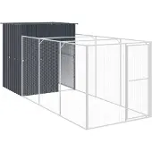 vidaXL Hundehütte mit Auslauf Anthrazit 165x455x181cm Verzinkter Stahl