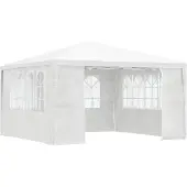 vidaXL Profi-Partyzelt mit Seitenwänden 4×4 m Weiß 90 g/m²