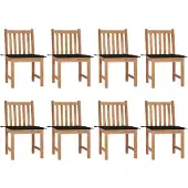 vidaXL Gartenstühle 8 Stk. mit Kissen Massivholz Teak