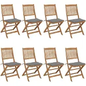 vidaXL Klappbare Gartenstühle 8 Stk. mit Kissen Massivholz Akazie