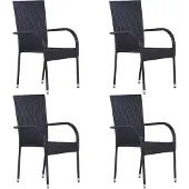 vidaXL Stapelbare Gartenstühle 4 Stk. Poly Rattan Schwarz