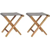 vidaXL Klappstühle 2 Stk. Teak Massivholz und Stoff Dunkelgrau