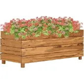 vidaXL Hochbeet 100x40x38 cm Teak Altholz und Stahl