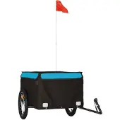 vidaXL Fahrradanhänger Schwarz und Blau 45 kg Eisen