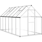 vidaXL Gewächshaus mit Fundamentrahmen Silber 334x169x195cm Aluminimum
