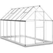 vidaXL Gewächshaus mit Fundamentrahmen Silber 334x169x202cm Aluminimum