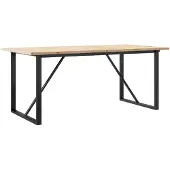 vidaXL Esstisch O-Gestell 180x90x75,5 cm Massivholz Kiefer & Stahl