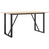 vidaXL Esstisch O-Gestell 160x80x75 cm Massivholz Kiefer und Stahl