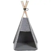 Beliani Tierbett Hellgrau Filz 35x40 cm Tierkorb Tipi-Zelt für kleine Hunde, sowie Katzen