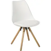 Beliani Esszimmerstuhl 2er Set Weiß Kunststoff/Kunstleder Holzbeine Minimalismus