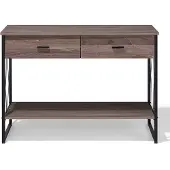 Beliani Konsolentisch Holzoptik taupe 2 Schubladen AYDEN