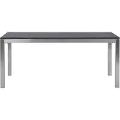Beliani Gartentisch Schwarz/Silber Granit Edelstahl 180 x 90 cm Geflammt Modern Outdoor
