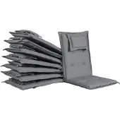 Beliani Auflage für Gartenstuhl Graphitgrau Polsterbezug 8er Set Gartenmöbel