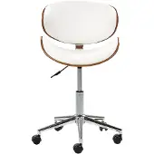 Beliani Arbeitshocker Weiß mit Rollen komfortable Sitzfläche aus Kunstleder Modern