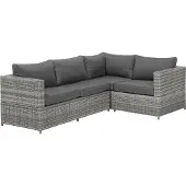 Beliani Lounge Set Grau Rattan 2-Teilig Modern 4-Sitzer Ecksofa Linksseitig mit Couchtisch Auflagen Dunkelgrau Terrasse Outdoor Gartenmöbel Sitzmöbel
