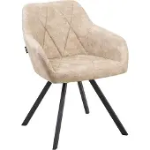 Beliani Esszimmerstuhl 2er Set beige Polsterbezug Retro-Stil