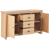 Beliani Sideboard Heller Holzfarbton Faserplatte Halbhoch mit Schubladen Schränken Metallgriffen Klassich Retro Schlafzimmer Wohnzimmer Aufbewahrung