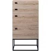 Beliani Kommode Braun Heller Holzfarbton Spanplatte Metall Faserplatte Melaminbeschichtung 105 x 55 x 41 cm Minimalistisch 4 Schubladen Wohnzimmer