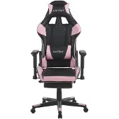 Beliani Bürostuhl Schwarz/Rosa Kunstleder höhenverstellbar Gaming Stuhl drehbar mit Fußstützen Modernes innovatives Design