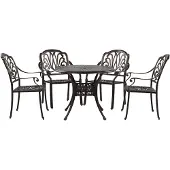 Beliani Gartenmöbel Gartenset Dunkelbraun Aluminium 1 Tisch 4 Stühle 4 Gartenkissen