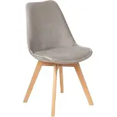 Beliani Esszimmerstuhl 2er Set Taupe Samtstoff Retro Modern mit Hellen Holzbeinen Schlafzimmer Büro Wohnzimmer Esszimmer Flur Ausstattung Sitzmöbel