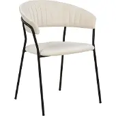 Beliani Esszimmerstuhl 2er Set Cremeweiß Samt mit Schwarzen Metallbeinen Armlehnen Gebogene Rückenlehne Modernes Design Stuhl für Küche Esszimmer
