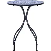 Beliani Gartentisch Schwarz u. Blau aus Metall Mosaik Muster ø 60 cm Rund Kaffeetisch Couchtisch Outdoor Terrassenmöbel Gartenmöbel Balkonmöbel
