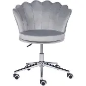 Beliani Bürostuhl Samt Grau / Silber Höhenverstellbar Drehbar für Home Office Büro Schminktisch Muschelform Muschel
