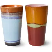 HK Living 70er-Jahre-Keramik-Lattebecher Clash, 2er-Set – ACE7240