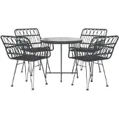 vidaXL 5-tlg. Garten-Essgruppe Schwarz Poly Rattan