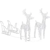 vidaXL Rentiere & Schlitten Weihnachtsdekoration 160 LEDs 130 cm Acryl