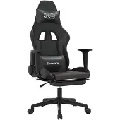 vidaXL Gaming-Stuhl mit Massage & Fußstütze Schwarz & Grau Kunstleder