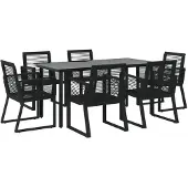 vidaXL 7-tlg. Garten-Essgruppe Schwarz PVC-Rattan