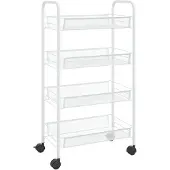 vidaXL Küchenwagen 4 Etagen Weiß 46x26x85 cm Eisen