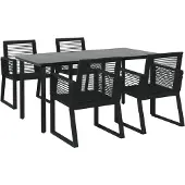 vidaXL 5-tlg. Garten-Essgruppe Schwarz PVC Rattan