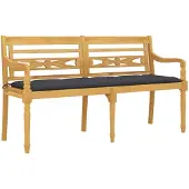 vidaXL Batavia-Bank mit Anthrazit Kissen 150 cm Massivholz Teak
