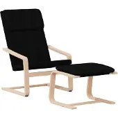 vidaXL Relaxsessel mit Hocker Schwarz Stoff