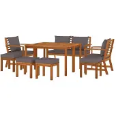 vidaXL 9-tlg. Garten-Essgruppe mit Kissen Massivholz Akazie