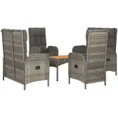 vidaXL 5-tlg. Garten-Essgruppe mit Kissen Grau Poly Rattan