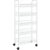 vidaXL Küchenwagen 5 Etagen Weiß 46x26x105 cm Eisen