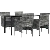 vidaXL 5-tlg. Garten-Essgruppe mit Kissen Grau und Schwarz