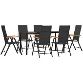 vidaXL 7-tlg. Garten-Essgruppe Schwarz und Braun Poly Rattan