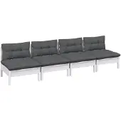 vidaXL 4-Sitzer-Gartensofa mit Anthrazit Kissen Massivholz Kiefer